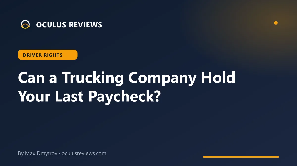 Truck driver handing over truck keys at a carrier terminal while holding a final settlement envelope